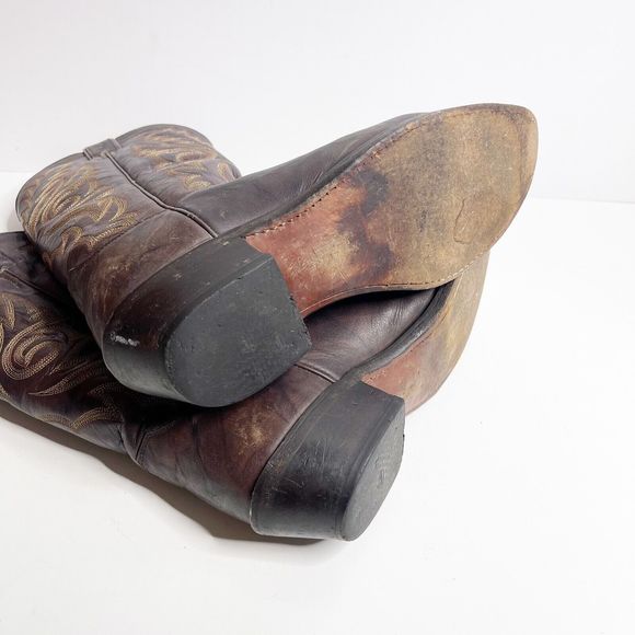 Justin 1564 Size 8D Cowboy Boots Dark Brown Marbled Deerlite Western Rodeo - Picture 6 of 7